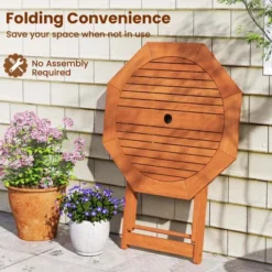 Costway 1/2 PCS Outdoor Patio Folding Wood Dining Table For 4 With 2" Umbrella Hole For Garden -Costway GUEST 5faa35ca dbe8 49e9 a8a5 34d93f714e69