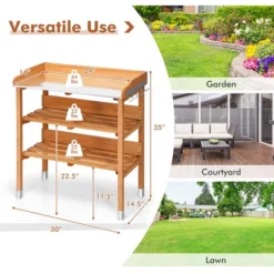Costway Garden Wooden Potting Bench Work Station Table Tool Storage Shelf W/Hook 14 Costway Garden Wooden Potting Bench Work Station Table Tool Storage Shelf W/Hook -Costway GUEST 5fb8a645 15dd 408a bde5 86f51ec4a5b2