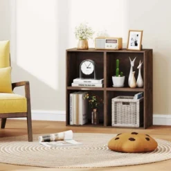 Costway 1/2/4 PCS Cube Storage Organizer Stackable Open Book Shelf For Small Space Storage System Brown/White -Costway GUEST 5fe530f3 e300 48c4 a2cf dcd25d12d884