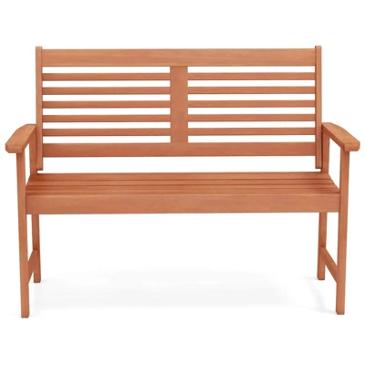 Costway Patio Solid Wood Loveseat With Inclined Backrest & Slatted Seat Teak Painting 11 Costway Patio Solid Wood Loveseat With Inclined Backrest & Slatted Seat Teak Painting - Image 9