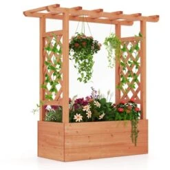 Costway 1/2 PCS Wooden Raised Garden Bed With Trellis & Hanging Roof Drainage Elevated Planter Box -Costway GUEST 5ff397ee 4fb8 45f7 90b2 e4cec4d7e5dd