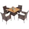 Costway 5PCS Patio Rattan Dining Furniture Set Arm Chair Wooden Table Top -Costway GUEST 60300ca6 8863 4965 b24b f152e8ccdffb