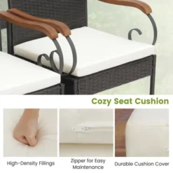 Costway 7PCS Patio Wicker Dining Set Acacia Wood Armrests Table With Detachable Cushions &Umbrella Hole -Costway GUEST 6046fedc cfdd 4caa a251 bc76f6313273