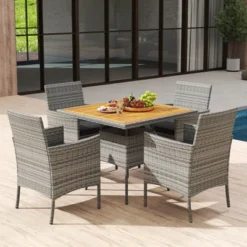 Costway 5 Pieces PE Wicker Patio Dining Set With Cushions And 1.97" Umbrella Hole 14 Costway 5 Pieces PE Wicker Patio Dining Set With Cushions And 1.97" Umbrella Hole -Costway GUEST 6091331d a7da 44e5 bbc3 efc4a29954a6