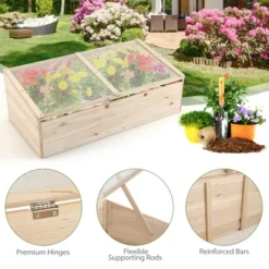 Costway Wooden Cold Frame Greenhouse Flower Planter Raised Plants Bed Protection -Costway GUEST 610ed969 1621 438c aa8d 67bfb2eafb9b