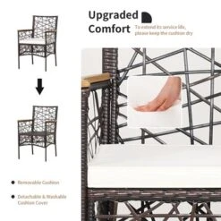 Costway 2pcs PE Wicker Patio Bistro Chairs Acacia Wood Armrests W/ Cushions Outdoor -Costway GUEST 611b3c6b 31c1 4b3b 9ac9 156f72e5289f