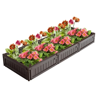 Costway Raised Garden Bed Kit Outdoor Planter Box Planting Flower Container Brown 4 Costway Raised Garden Bed Kit Outdoor Planter Box Planting Flower Container Brown - Image 2
