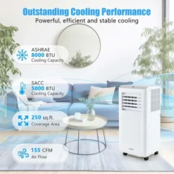 Costway 8000 BTU Portable Air Conditioner 3-in-1 Freestanding Air Cooler With Dehumidifier 5000 BTU(8000BTU ASHRAE) -Costway GUEST 618346e4 159c 460a 83bc 06590c19b521
