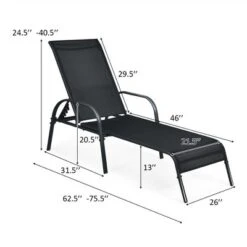 Costway Patio Chaise Lounge Outdoor Folding Recliner Chair W/ Adjustable Backrest Black -Costway GUEST 61c94f75 608e 4bab bc6d 68837942c215
