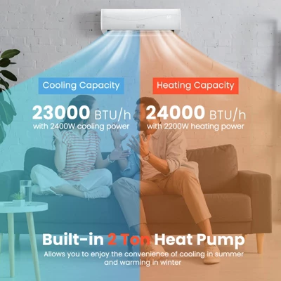 Costway 24000 BTU Mini Split Air Conditioner & Heater Ductless 18.5 SEER2 1500 Sq. Ft 9 Costway 24000 BTU Mini Split Air Conditioner & Heater Ductless 18.5 SEER2 1500 Sq. Ft - Image 7