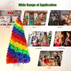 Costway 7FT Artificial Hinged Colorful Rainbow Full Fir Christmas Tree With 1213 Tips -Costway GUEST 6205fce7 dc71 4044 97fb 41346396baca
