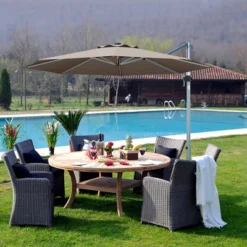 Costway 11' Patio Cantilever Offset Umbrella 360Degree Rotation Outdoor Tilt W/Base -Costway GUEST 6228934b 1dc2 4235 b7a2 4aac8e87b379