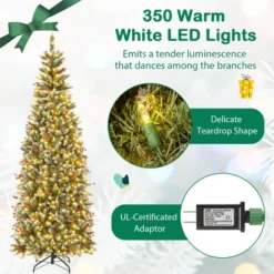 Costway 7 FT Pre-Lit Artificial Christmas Tree With 818 Snowy Branch Tips 350 LED Lights -Costway GUEST 6228fb56 2e84 4021 8a98 a6a98f9921f4
