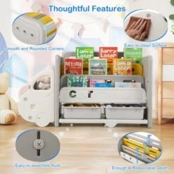 Costway 3-Tier Kids Toy Storage And Bookshelf With 2 Storage Boxes Decorative Car Head -Costway GUEST 622d49b9 3860 4585 98cd 84ca0b5458a3