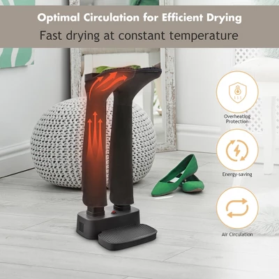 Costway 2-Shoe Electric Shoe Dryer Warmer Portable Adjustable Boots Socks Gray 5 Costway 2-Shoe Electric Shoe Dryer Warmer Portable Adjustable Boots Socks Gray - Image 3