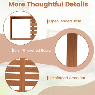 Costway 1/2 PCS Planter Box With Bench 2 Open-ended Planter Boxes Slat Backrest For Patio 6 Costway 1/2 PCS Planter Box With Bench 2 Open-ended Planter Boxes Slat Backrest For Patio - Image 4