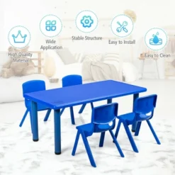 Costway Kids Plastic Rectangular Learn And Play Table Playroom Kindergarten Home Blue -Costway GUEST 628cec32 8e4a 45aa 9468 63becd680a5b