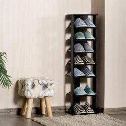 Costway Wooden Shoes Storage Stand 7 Tiers Shoe Rack Organizer Multi-shoe Rack Shoebox Black -Costway GUEST 62bbde3a 6e3c 47e7 97eb 99b948b6a8bb