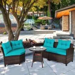 Costway 4PCS Outdoor Patio Rattan Furniture Set Cushioned Sofa Table TurquoiseBlackNavyRed 23 Costway 4PCS Outdoor Patio Rattan Furniture Set Cushioned Sofa Table TurquoiseBlackNavyRed -Costway GUEST 63167d32 f269 49ae 8cad ec58d37b47b2