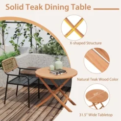 Costway 31.5'' Patio Round Folding Dining Table Solid Teak Wood Natural Outdoor Portable 17 Costway 31.5'' Patio Round Folding Dining Table Solid Teak Wood Natural Outdoor Portable -Costway GUEST 632129da 99ac 4443 8efd 7ec984956435