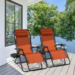 Costway Folding Zero Gravity Reclining Lounge Chairs Beach Patio With Utility Tray Orange 13 Costway Folding Zero Gravity Reclining Lounge Chairs Beach Patio With Utility Tray Orange -Costway GUEST 63673ca5 4f79 4634 851f 41e323bee28c