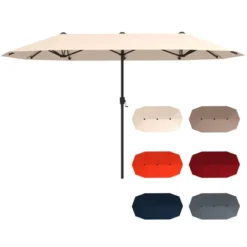 Costway 13 FT Large Patio Umbrella Outdoor Double-Sided Table Market Umbrella For Garden Beige/Brown/Gray/Navy/Orange/Wine -Costway GUEST 636de820 d316 45c6 86f0 aaf5c8b08b9f