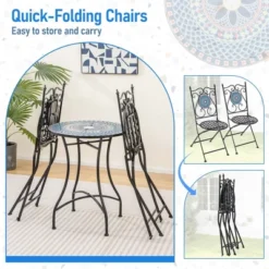 Costway Set Of 2/4 Mosaic Chairs For Patio With Decorative Backrest Heavy-Duty Frame -Costway GUEST 63b07126 ac95 499e bf38 1b3a3d72ba78