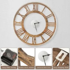 Costway 16/20 Inch Silent Wall Clock With Classic Frame Classic Roman Number Glass Cover -Costway GUEST 63bbdeba 1c2b 468f b1eb 5324f3aa45b3