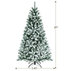 Costway 6ft Pre-lit Snow Flocked Hinged Christmas Tree W/ 928 Tips & Metal Stand -Costway GUEST 63d5f9df 462a 45de bfdf e20095d2c8c6