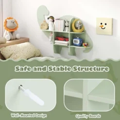 Costway 2-Tier Floating Dinosaur Kids Bookshelf Wall-Mounted Nursery Book Shelf -Costway GUEST 63f59040 6cad 4db1 a013 7e41b7ed1cb5