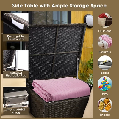 Costway 4PCS Outdoor Patio Rattan Furniture Set Cushioned Loveseat Storage Table 8 Costway 4PCS Outdoor Patio Rattan Furniture Set Cushioned Loveseat Storage Table - Image 6