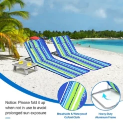 Costway 3-Piece Beach Lounge Chair Mat Set 2 Adjustable Lounge Chairs With Table BlueStripe 18 Costway 3-Piece Beach Lounge Chair Mat Set 2 Adjustable Lounge Chairs With Table BlueStripe -Costway GUEST 6450bc88 fc8c 4e47 a4f5 401d277fadfe