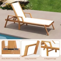 Costway 1/2 PCS Outdoor Chaise Lounge With Adjustable 5-position Backrest Solid Wood Frame 16 Costway 1/2 PCS Outdoor Chaise Lounge With Adjustable 5-position Backrest Solid Wood Frame -Costway GUEST 64767576 1b23 41b0 84d1 183b4b86de98