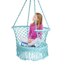 Costway Hanging Hammock Chair Cotton Rope Macrame Swing Indoor Outdoor GrayBlackTurquoise -Costway GUEST 64a7f8d1 9b87 4305 9d21 4eec4e9cd419