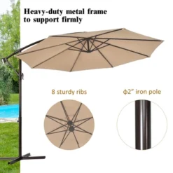 Costway 10FT Patio Offset Hanging Umbrella Easy Tilt Adjustment 8 Ribs Backyard BurgundyBeigeTanBlue -Costway GUEST 64d29d55 2b6a 46c2 a62f 8e7f4f9b699c