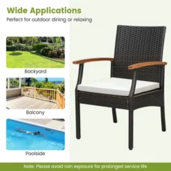 Costway Patio PE Wicker Chairs Acacia Wood Armrests With Soft Zippered Cushion Balcony -Costway GUEST 64e3dff6 97ad 4ac2 bf3b f6aef4a3e33f