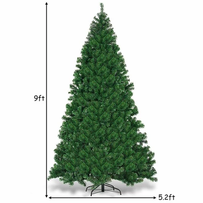 Costway Pre-Lit PVC Christmas Tree 9Ft Hinged 700 LED Lights Green 5 Costway Pre-Lit PVC Christmas Tree 9Ft Hinged 700 LED Lights Green - Image 3