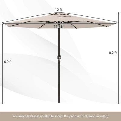 Costway 12 FT Patio Umbrella Outdoor Market Umbrella With Crank Handle 8 Sturdy Ribs Coffee/Beige/Red/Navy/Gray 4 Costway 12 FT Patio Umbrella Outdoor Market Umbrella With Crank Handle 8 Sturdy Ribs Coffee/Beige/Red/Navy/Gray - Image 2