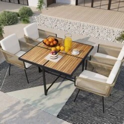 Costway 5 Pieces Patio Dining Set Outdoor Rectangular Table And Chairs Furniture Set -Costway GUEST 6512a880 0d9f 464f 811c f48ae1287c54