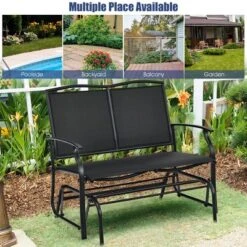 Costway Patio Glider Rocking Bench Double 2 Person Chair Loveseat Garden GreyBlack -Costway GUEST 655ac51a ea62 400a 9c44 7f0799bce918