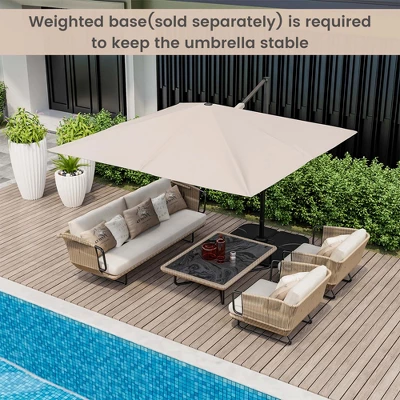 Costway Patio 9.5FT Square Cantilever Offset Hanging Umbrella 2-Tier 360° Outdoor Beige/ Coffee/Navy 5 Costway Patio 9.5FT Square Cantilever Offset Hanging Umbrella 2-Tier 360° Outdoor Beige/ Coffee/Navy - Image 3