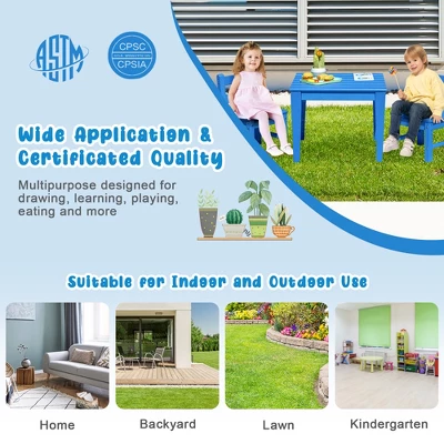 Costway 3PCS Kids Table & 2 Chairs Set Outdoor Heavy-Duty All-Weather Activity Table Set 8 Costway 3PCS Kids Table & 2 Chairs Set Outdoor Heavy-Duty All-Weather Activity Table Set - Image 6