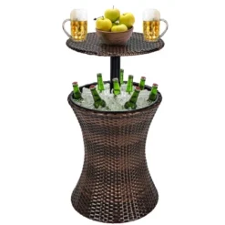Costway Patio Rattan Cooler Bar Table Cocktail Coffee Table Height Adjustable -Costway GUEST 66679bf5 be8e 469b 8250 3368726d6510