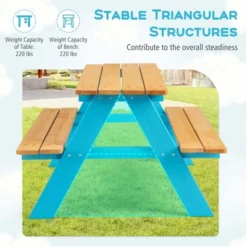 Kids Picnic Table Set Children Outdoor Wooden Table With Bench Seats Backyard -Costway GUEST 667fa4f7 d678 4842 889f 21746cd7306e
