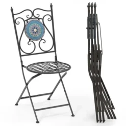 Costway Set Of 2/4 Mosaic Chairs For Patio With Decorative Backrest Heavy-Duty Frame -Costway GUEST 6702bcc8 65d8 4508 bca2 9da27b3bd65c