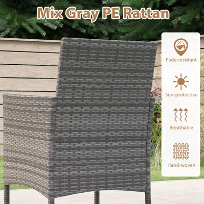 Costway 5 Pieces PE Wicker Patio Dining Set With Cushions And 1.97" Umbrella Hole 10 Costway 5 Pieces PE Wicker Patio Dining Set With Cushions And 1.97" Umbrella Hole - Image 8