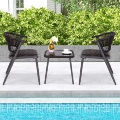 Costway 3 PCS Patio Rattan Furniture Set With Tempered Glass Tabletop Wicker Seat -Costway GUEST 671c2a7b 03e4 4fce 85b8 91eb7ccf12c9