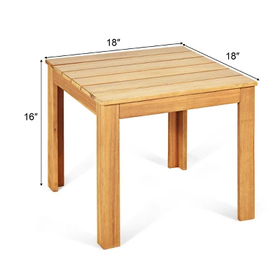 Costway Wooden Square Side End Table Patio Coffee Bistro Table Indoor Outdoor Natural 3 Costway Wooden Square Side End Table Patio Coffee Bistro Table Indoor Outdoor Natural