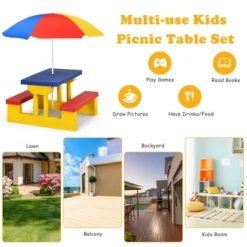 Costway Kids Picnic Table Set W/Removable Umbrella Indoor Outdoor Garden Patio 13 Costway Kids Picnic Table Set W/Removable Umbrella Indoor Outdoor Garden Patio -Costway GUEST 67260cd6 805b 40d6 8820 4ead705fdc5c