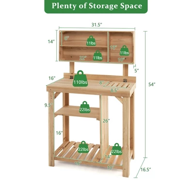 Costway Garden Potting Table Outdoor Potting Bench Wooden Workstation W/Storage Shelf 3 Costway Garden Potting Table Outdoor Potting Bench Wooden Workstation W/Storage Shelf